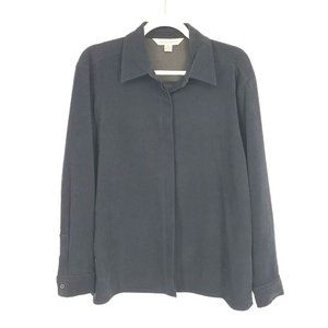 Vintage Casual Corner Button Down Shirt Navy Blue